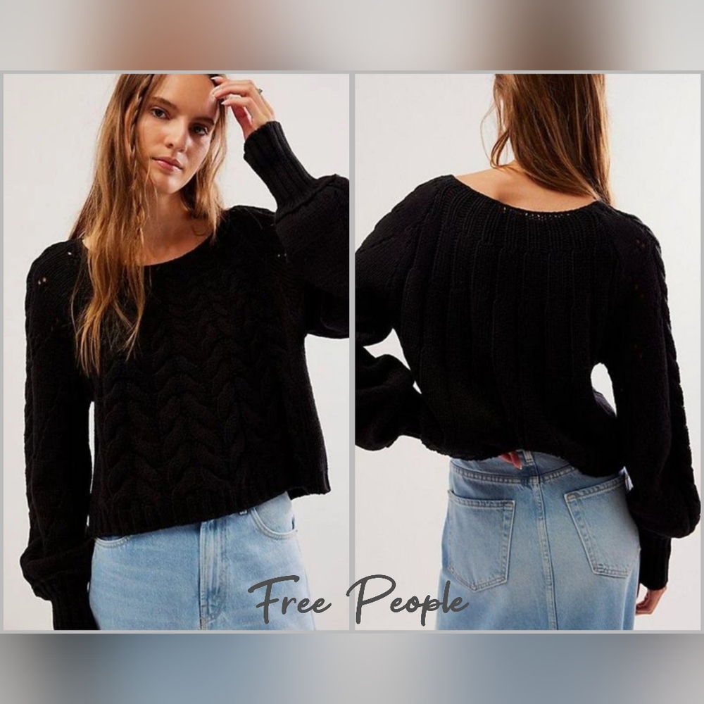 Free People Sandre Pullover Size Small Color Black NWT